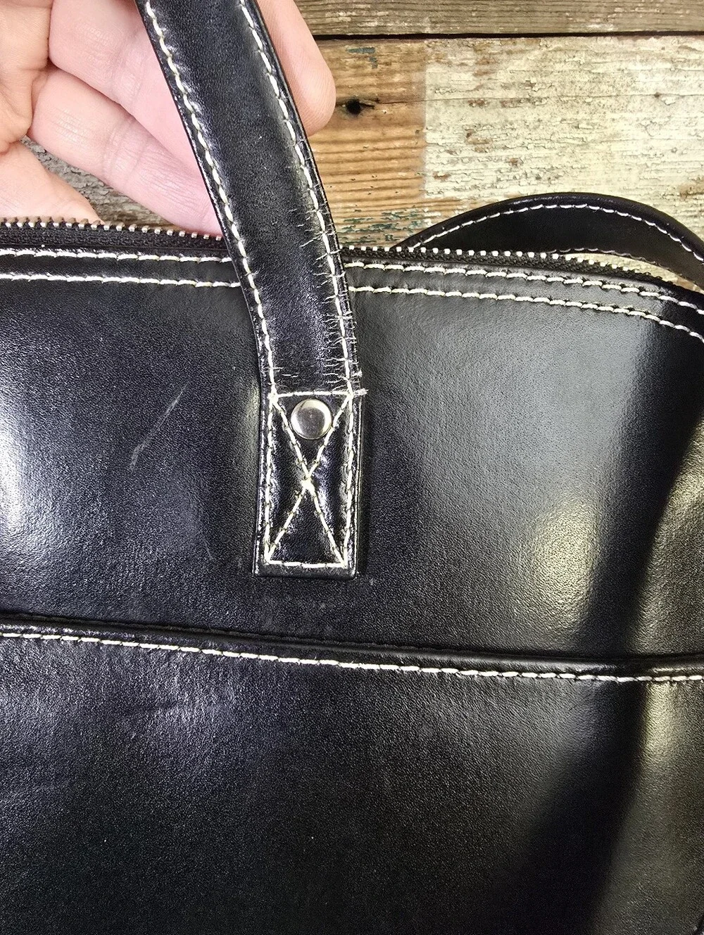 Wilsons Leather Black Leather Laptop Tote Business Briefcase Work Bag
